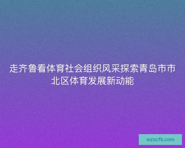 走齐鲁看体育社会组织风采探索青岛市市北区体育发展新动能