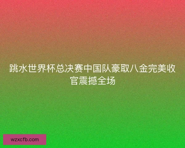 跳水世界杯总决赛中国队豪取八金完美收官震撼全场